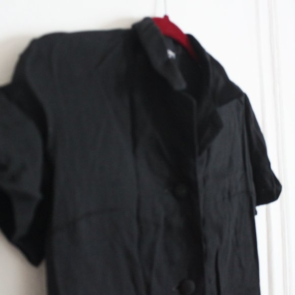 Black linen button mini dress - Picture 5 of 6